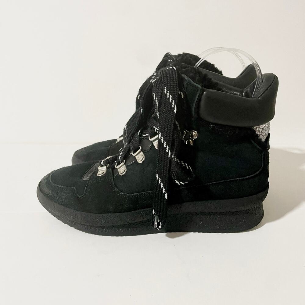 Isabel Marant Outdoor Sherpa Black Boots Hiking Winter Brendta Suede Lug Sole 38 - Picture 7 of 15